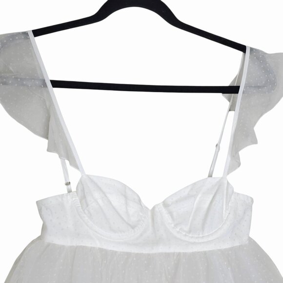 The Bar Kennedy Mini Dress Swiss Dot Blanc White Sheer Babydoll Tulle Size 00 - Picture 6 of 16